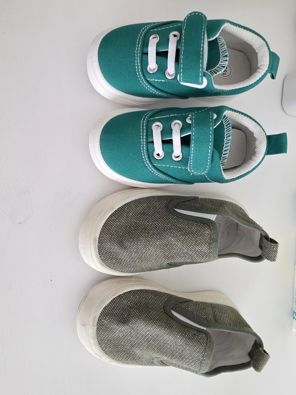 2 Pairs Toddler Shoes US 9 / EU 25 | Green & Sage Gray Sneakers